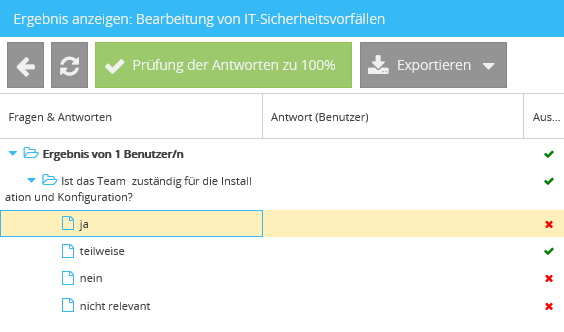 Vor Validierung, Überprüfung der Checklisten von fertig bearbeiteten Umfragen.